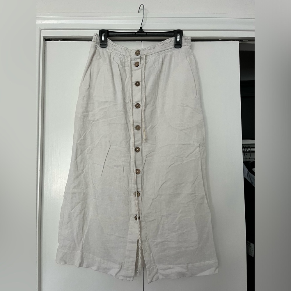 Free People midi white linen skirt